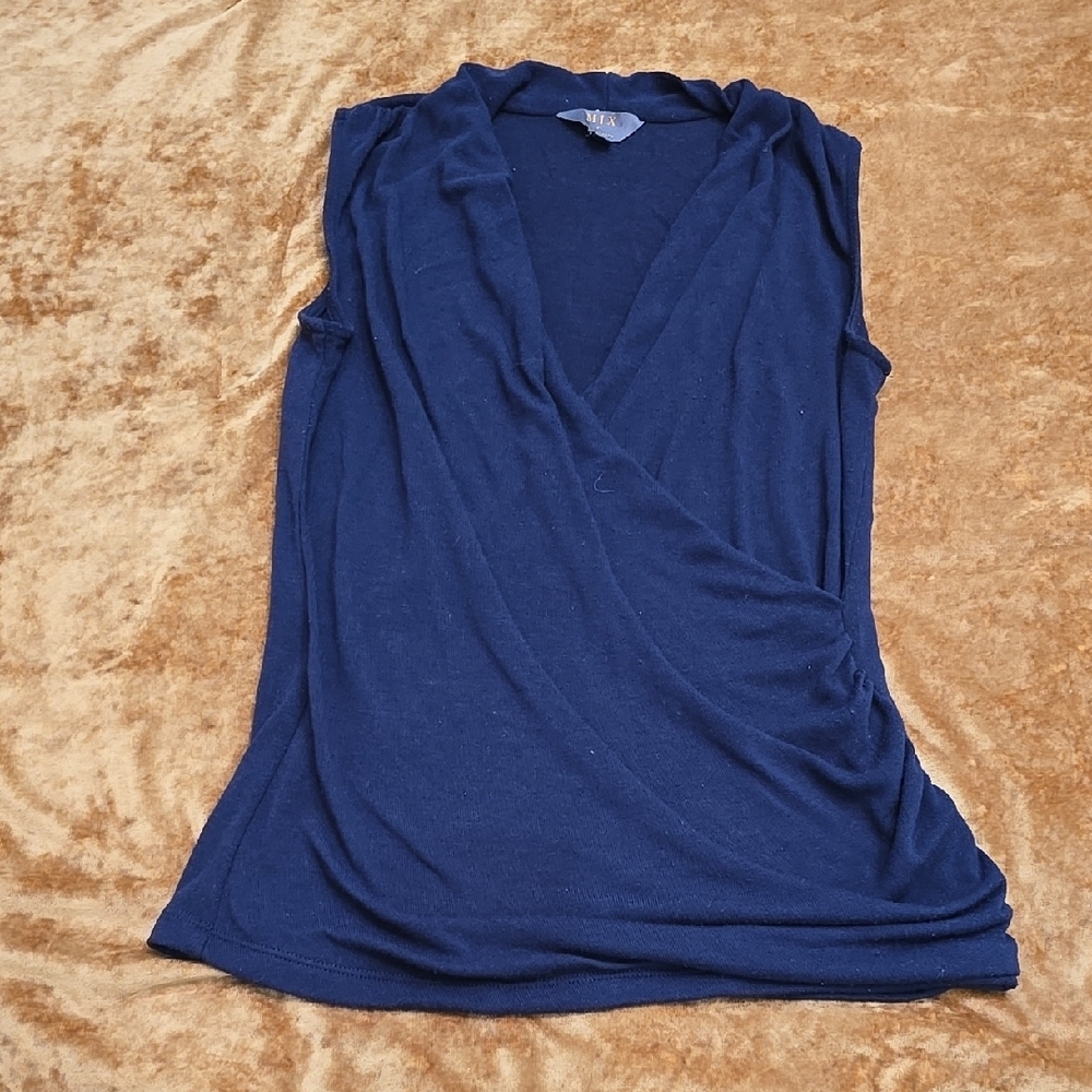Elegant Blue Wrap Top Size M